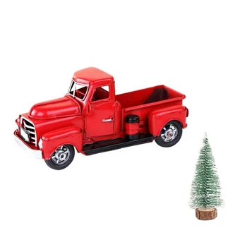 1 Peça De Presente De Natal Retro Caminhão Vermelho Enfeite De Natal Caminhonete Vermelha E Verde