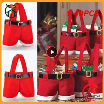 1~10PCS Natal saco de presente de Natal Vermelho saco de Presente Titular Design Criatividade Santa calças de Natal de casamento doces saco de Navidad Ano Novo