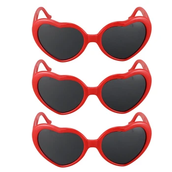 3X de Moda Bonito Retro Forma de Coração de Amor Lolita Óculos de sol Partido do Vestido Extravagante QUENTE - Vermelho