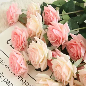 5pc Bela Seda Artificial Rose Flores de Casamento Mesa de Casa Decoração Longo Buquê de Organizar Falso Planta de Dia dos Namorados Apresenta