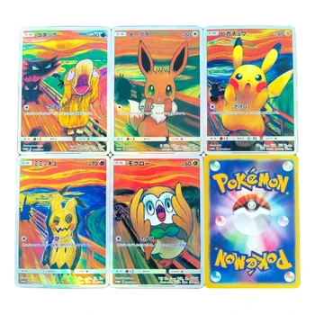 5pcs/set Pokémon Gritar Série Psyduck Eevee Animação de Personagens Cartão Flash Anime Clássicos Coleção de jogos de Cartas de Brinquedo de Presente