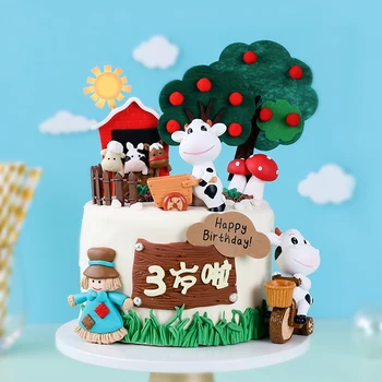 Animais de Decorações de bolos de Vaca, Cavalo de Cogumelo Bolo Toppers chá de Bebê de crianças, Crianças no Dia de Celebrar a Festa de Aniversário de Decorações