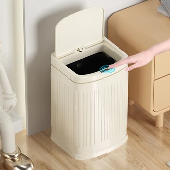 Branco Preto Smart Sensor de Lixo de Cozinha, casa de Banho Wc Lixo Pode Melhor Automática de Indução Impermeável Lixeira com Tampa 7L