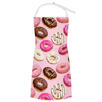 Cor-De-Rosa Delicioso Retro Donuts Avental Avental Senhoras Utensílios De Cozinha