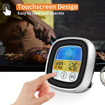 Cozinha Termômetro Sonda de Tela de Toque da Cor de Carne de Churrasco Alimentos Steak CHURRASCO indicador da Temperatura do Timer de Cozinha utensílios de Cozinha