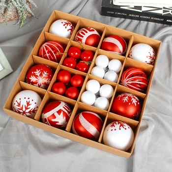 Decoração de natal coloridos, a bola de presente caixa de definir o creative pintura bola de plástico parte da árvore de Natal pendurado bola diy pingente