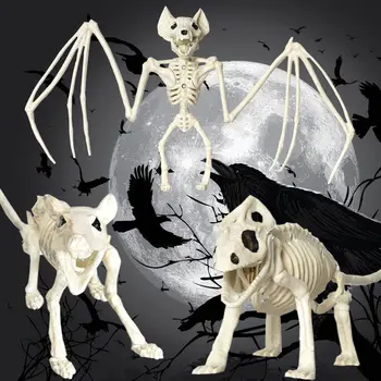 Halloween Esqueleto de Morcego Aranha Assustador Ossos Móveis Modelo Animal Festa de Halloween Decoração para a Casa Assombrada Casa Adereços Crianças Brinquedo