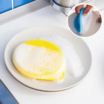 Isolamento térmico esfregão livre de óleo de silicone para lavar a louça escova de descontaminação de pano redondo escova para limpeza de artefatos de cozinha