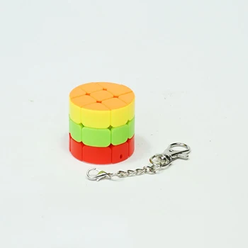 Mini Pequeno passo Três Cilíndrica Cubo Chaveiro Pingente de Diversão Criativa Cilíndrica Cubo Dedo Brinquedo de criança Melhor Presente de Aniversário Brinquedos
