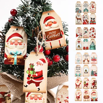 O natal Obrigado Papel Kraft Tags de Natal Decoração da Árvore Dom Rótulo Feliz Natal Decoração 2023 Navidad Noel Feliz Ano Novo 2024