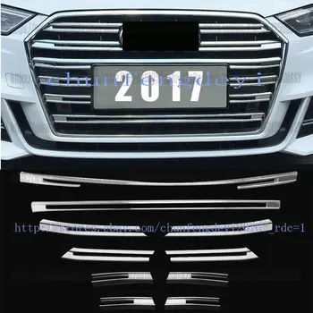 para Audi A3 V8 2017-2020 10pcs Chrome Frente de Malha Capa Bumper Grill tira de guarnição de carro accsesories