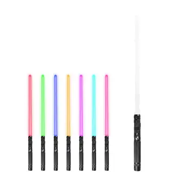 RGB Sabre de luz de Metal Com Cabo RGB LED Duelo de Espadas 7 em diversas Cores & Blaster de Som Recarregável Cosplay Espadas Para Crianças e