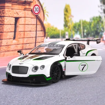 1:24 Bentley Continental GT3 Simulação de Alta Fundido de Liga de Metal Modelo de carro de Som, Luz, Puxe para Trás Coleção Crianças Brinquedo F501