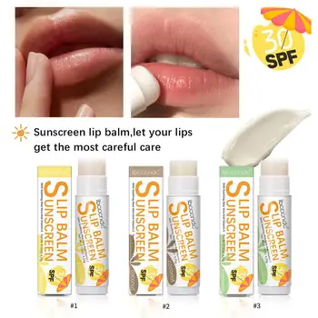 1 Peça de Protetor solar Labial FPS 30 UVA, Proteção contra os Lábios de Coco Hidratante Cuidados Batom Banana Melancia Sol Incolor Fla E0M5