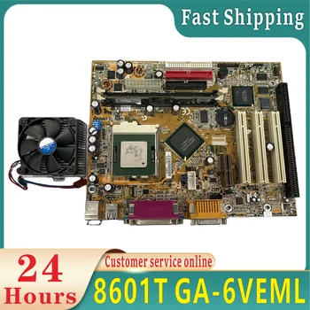 100% testado original 8601T GA-6VEML GA-6VEM ISA industrial placa placa-mãe com 3PCI VGA LPT 1 slot ISA+CPU memória fã