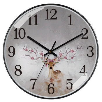 12 Polegadas 30cm Sala de estar Cabeça de Cervo de Moda Moderno e Simples Arte de Decoração Criativa de Quartzo Relógio de Parede, Relógio