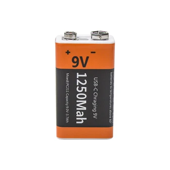 1250mAh Bateria de 9V Tipo-c USB 9V Oltli Na Bateria Recarregável 6F22Li sobre a Bateria de Lítio Para o Detector de Metal Microfone