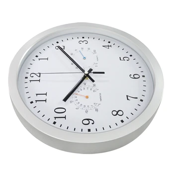 12Inch Relógio Automático Ajuste de Hora de Digitalização Controlado por Rádio Relógio Temperatura Higrômetro Relógio de Parede Design Silencioso