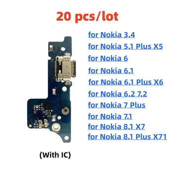 20 Pcs/Lote, Carregador USB Conector Dock Cabo Flex Para Nokia 3.4 6 6.1 6.2 7.1 7.2 8.1 X7 5.1 6.1 7 X5 prancha de Carregamento Plug