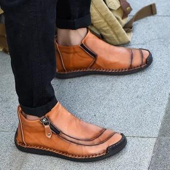 2023 Homens Geniune Sapatos de Couro de Mão Costurada Couro Casual Sapatos antiderrapantes Homens Sapatos Frete Grátis Mens Sapatos Homens Sapatos
