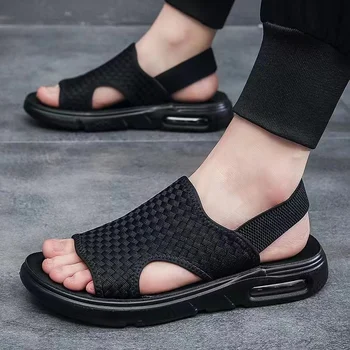 2023 Novos Sapatos de Verão Para os Homens Casual, ao ar livre dos Homens Sandálias de Praia Moda Almofada de Ar Malha Televisão, Chinelos Sandalias Zapatos Hombre