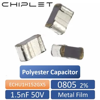 20pcs ECHU1H152GX5 de Cavacos de Metal Filme de Poliéster Capacitor 0805 1.5 nF 50V 2% do PPS 1220 2012 Capacitância