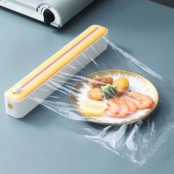 2em1 ABS Envoltório Dispensador de Filme plástico Dispensador de filme Plástico Dispensador de Folha de Alumínio, Papel Vegetal Injector Ferramenta de Cozinha