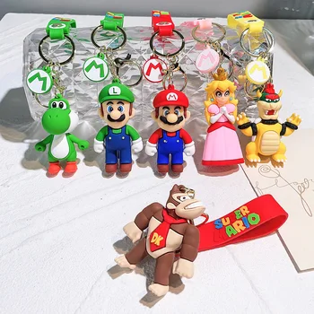 30 Modelos Super Mario Bros Figura Chaveiro Jogo De Figuras Pingente Chaveiros Charme Bonito Chaveiro Ornamentos De Desenhos Animados Chave De Acessórios