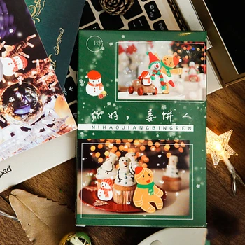 30 peças/Set Olá Gingerbread Man Postal de Natal DIY Cartoon Cartões de Mensagem Cartão de Natal e Ano Novo de Presente