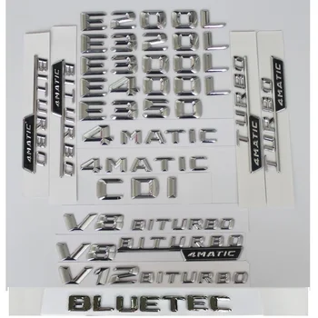 3D Cromo Prata Brilhante Letras de Número Tronco Traseira Emblemas Distintivos para Mercedes Benz W212 W211 W213 E200 E220 E250 E350 CDI 4MATIC