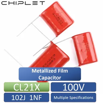 40Pcs CL21X 102J 1NF CBB Filme Capacitância de MERGULHO 5% Película Metalizada com Capacitor de 100V 5mm
