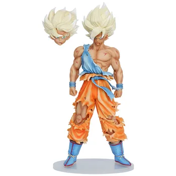 44cm Dragon Ball Super Saiyajin Iniciante Super Goku de cabeça Duplo Danos de Batalha Brinquedo Decoração de Modelo de Mão Wholesal