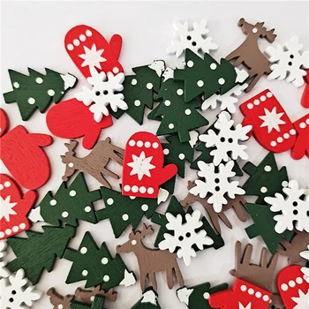 50/100PCS Misto de Madeira Carfts DIY Enfeites de Natal Brinquedos de Natal Para Árvore de Veado Natal Decoração Para Casa de Festa de Ano Novo