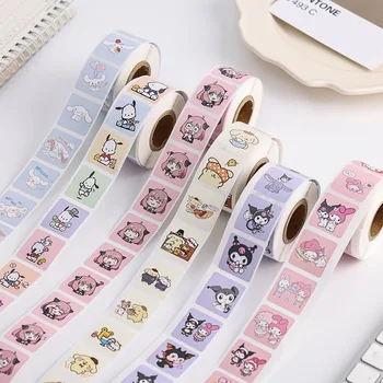 500pcs/2roll Sanrio Adesivos Kawaii Hello Kitty Melodia Kuromi Diy Cartoon Scrapbooking Materiais Adesivos Garoto de Brinquedo, material Escolar