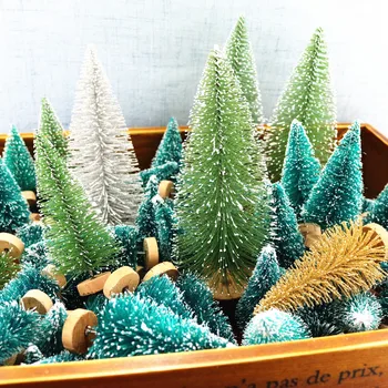 6pcs Miniatura de Árvore de Natal Artificial Pequeno Sisal Paisagem de Neve de Arquitetura de Árvores para o Artesanato de Natal de Mesa, Decoração Presentes