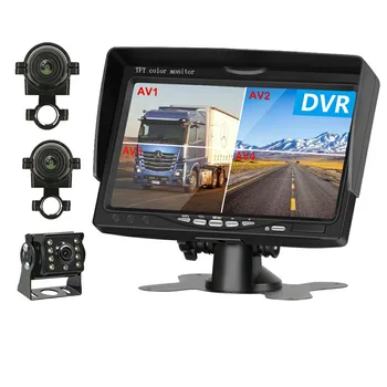 7 Polegadas HD de Monitoramento de Veículos Quad-exibir Caminhão de Monitor de Bus de Sistema da Câmera de Passageiros Invertendo a Imagem da Tela de Exibição de