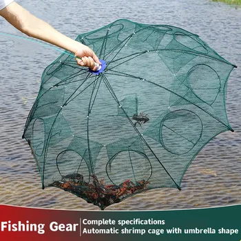 94CM Guarda-chuva Net Camarão Pegar Gaiola de rede de Pesca de Peixes de Proteção Automática de Dobramento rede de Peixes de Mão Portátil-jogado Pesca Gaiola Net