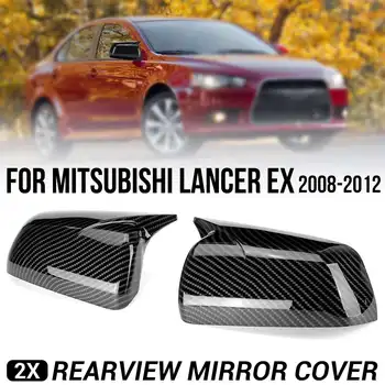A Fibra de carbono Olhar o Carro do Lado da Porta Asa de Espelho de Vista Traseira Tampa Traseira Tampa do Espelho Para Mitsubishi Lancer EX 2008-2012
