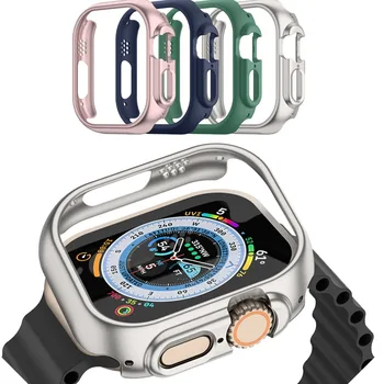 Amortecedor da Tampa do PC Novo Relógio Oco Protetor de Tela Acessórios Casca Dura Quadro de Proteção para Apple Relógio Ultra 49MM Smart Watch