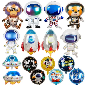 Astronauta de desenho animado com temática Espacial Balão de Decorações para Festas de Aniversário de Crianças Decorações do Partido Balão Conjunto de Brinquedos do Bebê