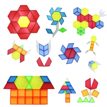 Auxiliares pedagógicos para a Educação Infantil Em Matemática Seis Elemento de Seis Cores Transparente Oco Blocos de Construção do Quebra-cabeça Brinquedos