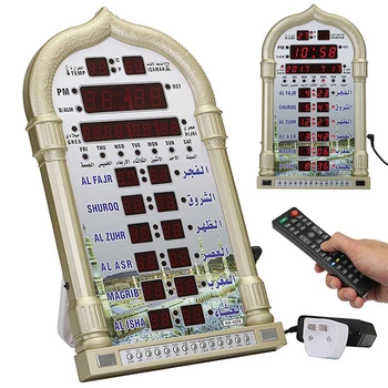 Azan Oração Nimaz Relógio LED Oração Relógio com controle Remoto, Adaptador de Parede, Relógio, Leitura Home/Office/Mesquita Digital Azan Relógio