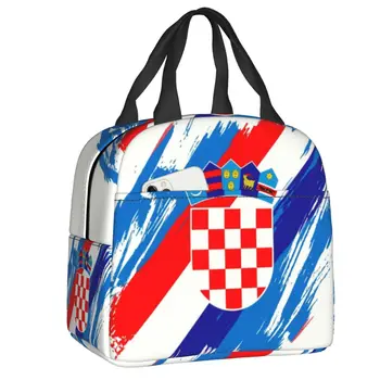 Bandeira Da Croácia Isolados de Sacos de Almoço para as Mulheres Estanque croata Patriótico Orgulho Quente Frio Almoço Sacola de Crianças de Crianças de uma Escola