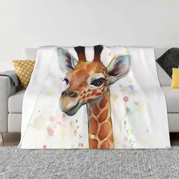 Bebê Girafa Pintura Em Aquarela , Viveiro De Arte, Design Criativo Luz Fina Flanela Macia Manta De Bebê Girafa Meninas Meninos Animal