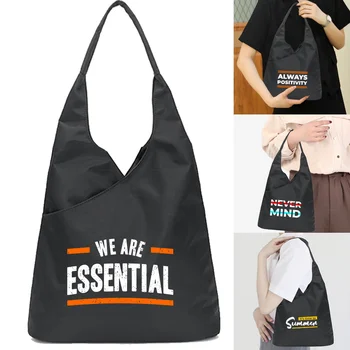 Bolsa feminina Tote Bags Macio Ambiental Ombro Reutilizáveis Harajuku Style Frase de Série Impresso Pequenas e Shopper Totes Saco