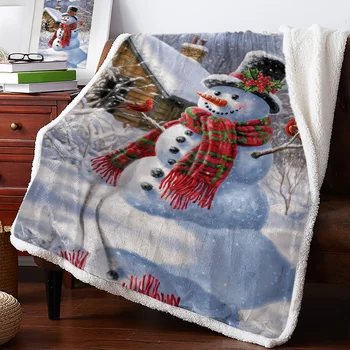 Boneco De Neve Do Natal Bird House Cobertores De Inverno Quente Cobertor De Cashmere Escritório Sofá Macio Jogar Cobertor Crianças Colcha De Cama