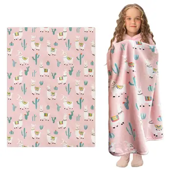 Bonito Lhama Cobertor Kawaii Girl Rosa Cobertores De Alpaca Dos Desenhos Animados De Animais Lhama Flanela Macia Inverno Quente Jogue Cobertor Presentes De Aniversário