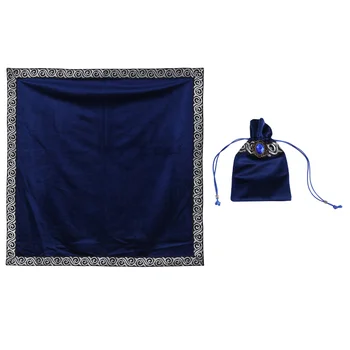 Cartas de tarô toalha de Mesa Toalha de mesa de Altar de Veludo Adivinhação Wicca Tapeçaria Toalha de mesa com Tarô Bolsa (Azul)