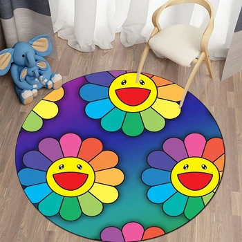 Cartoon Sonnenblume Sorriso bonito da Rodada de Carpete, Tapete Pequeno tapetes para quarto Banheiro, tapete Personalizável área tapete tapete de Estimação