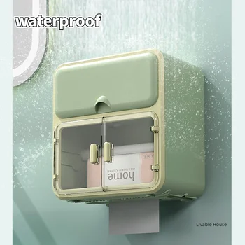 Casa de banho Papel Higiênico Titular Perfume Prateleira Impermeável Wc plásticos gaveta Caixa de Papel absorvente Caixa de arrumação de Parede